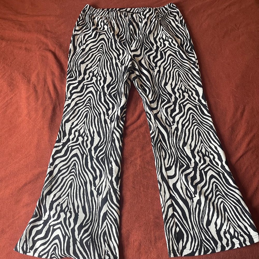 Zebra print high waisted pants